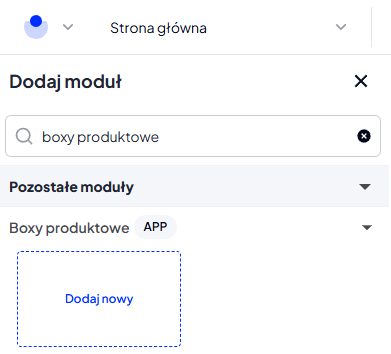 Boxy produktowe wyświetlone jako moduł układu strony