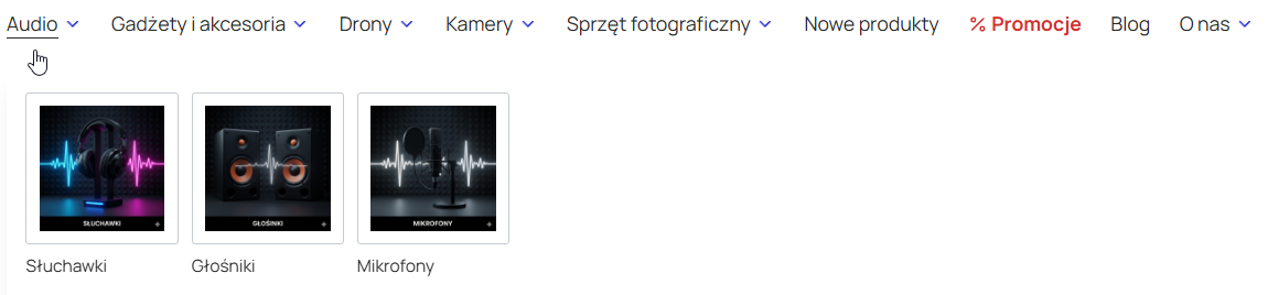 Produkty i banery w Menu
